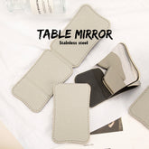 Chic INS Style! Eco-friendly Leather Wrap, In-stock 68*108mm Rectangular Folding Makeup Mirror, featuring Stainless Steel Lenses for Rust-proof and Shatter-resistant elegance. The perfect festive gift for friends